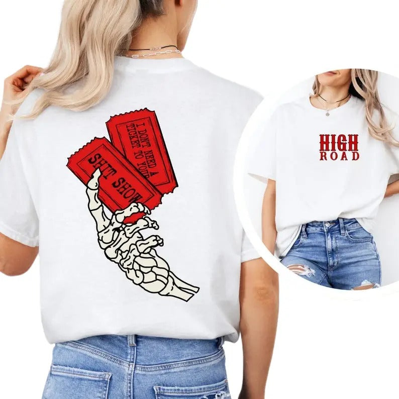 High Road Graphic Shirt, High T-shirt, Cow Print Shirt, Meme Shirt, Yellowbush Road Shirt Hoodie, Sweatshirt | WearSparks.com