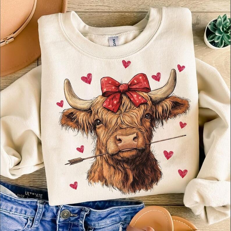 Highland Cow ,Valentine's ,Valentine's day ,Valentine ,Coquette,Trending ,Girly Valentine T-Shirts, Hoodie, Sweatshirt