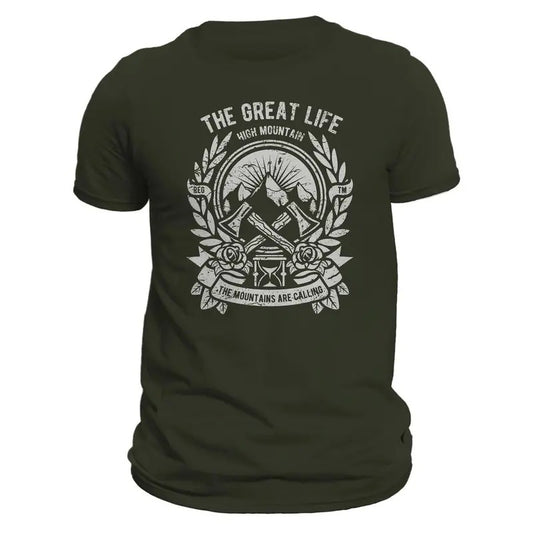 Hiking Camping The Great Life Outdoors Mountain Getaway Men's T-Shirt Casual Classic Hoodie, Sweatshirt | WearSparks.com