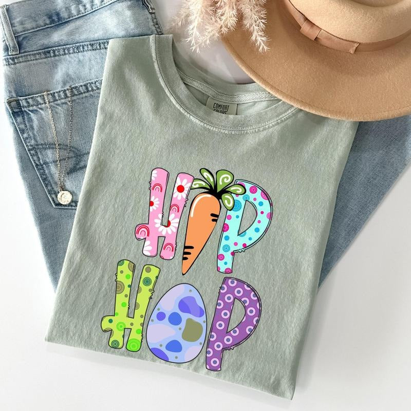 Hip Hop, Easter, Colorful Comfort Colors Tshirt, Women's Crew Neck, Crewneck Hoodie, Sweatshirt | WearSparks.com