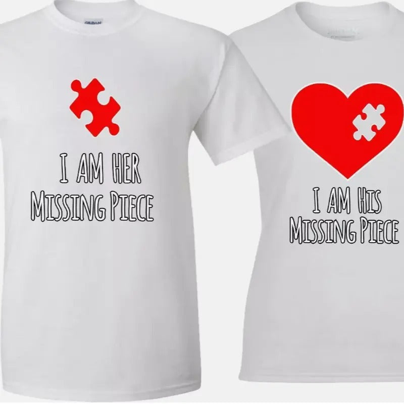 His Her Missing Piece puzzle Heart Valentine couple matching funny cute T-Shirt Hoodie, Sweatshirt | WearSparks.com