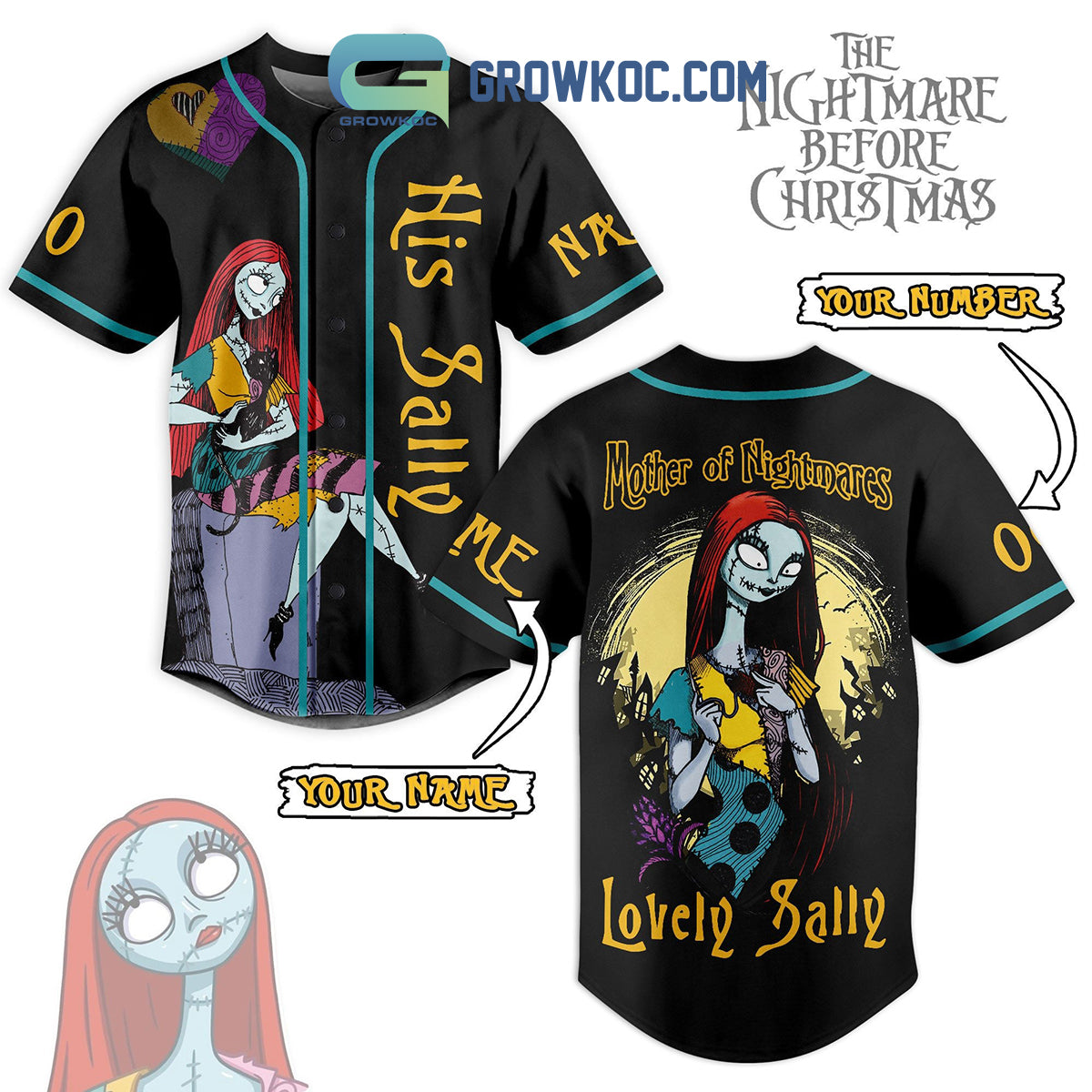 His Sally Mother Of Nightmares Lovely Sally Personalized Baseball Jersey