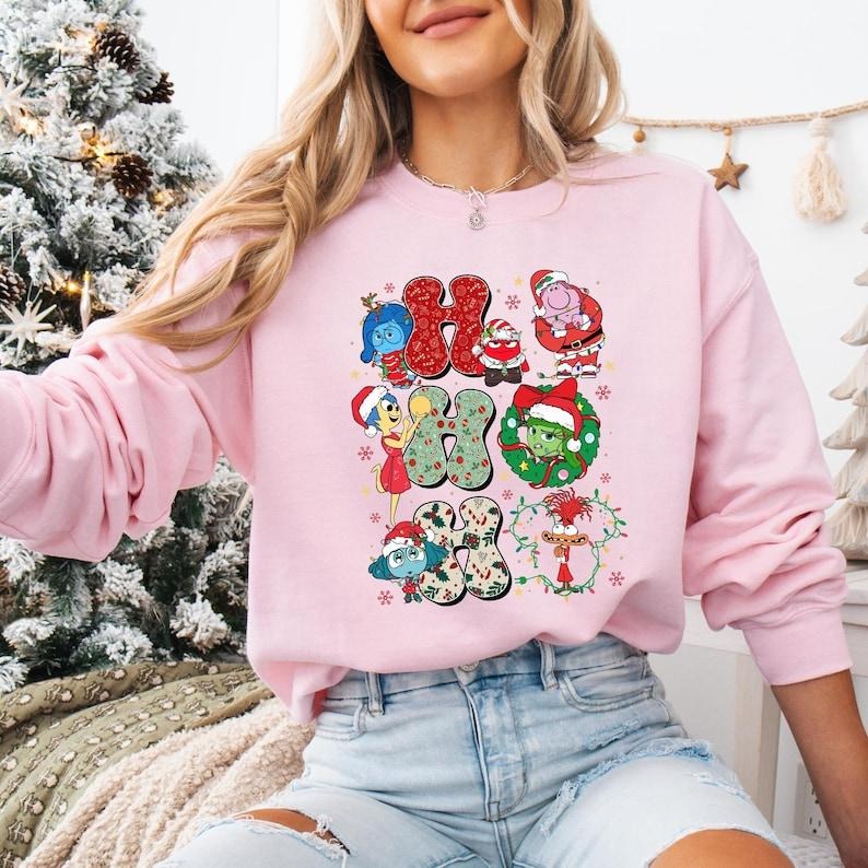 Ho Ho Ho Inside Out Sweatshirt, Inside Out Character Christmas T-shirt, Anger Christmas Tee, Anxiety Christmas Shirt,...