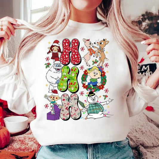 Ho Ho Ho Rudolph the Red-nosed Reindeer Christmas Shirt,Christmas Frosty the Snow Man Sweatshirt, Frosty's Snowflake...
