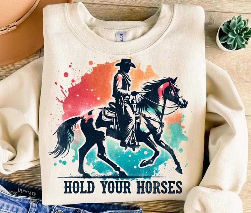 Hold Your Horses Png Sublimation Design Cowboy Png Western Sublimation Retro Design T-shirt Design Instant Digital...