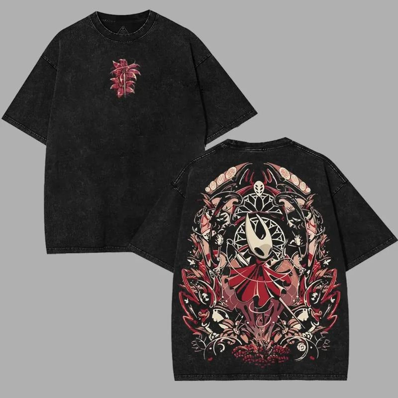 Hollow Knight Silksong Hornet vessel princess Washed 2 sided printed TShirt anime manga game merch Art Printed Menswear...