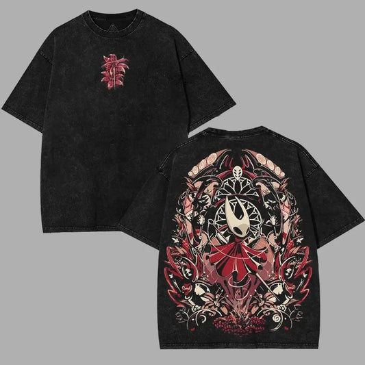 Hollow Knight Silksong Hornet vessel princess Washed 2 sided printed TShirt anime manga game merch Art Printed Menswear...