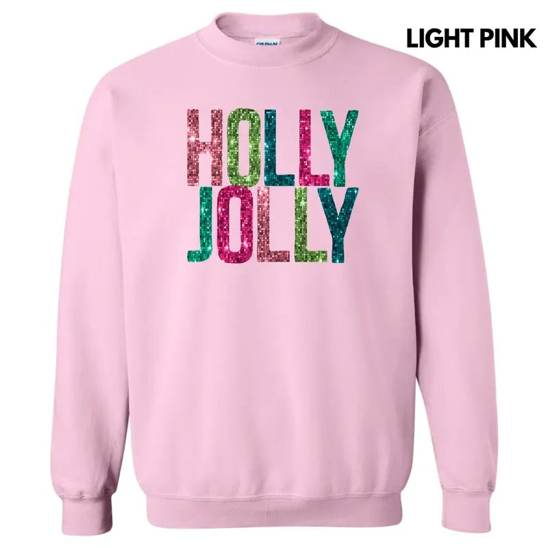 Holly Jolly FAKE Sequins Sweatshirt T-Shirts, Hoodie | WearSparks.com