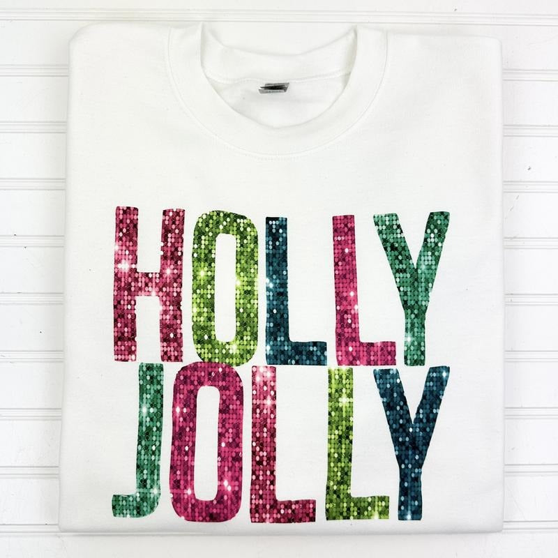 Holly Jolly Faux Sequins Sweatshirt T-Shirts, Hoodie | WearSparks.com