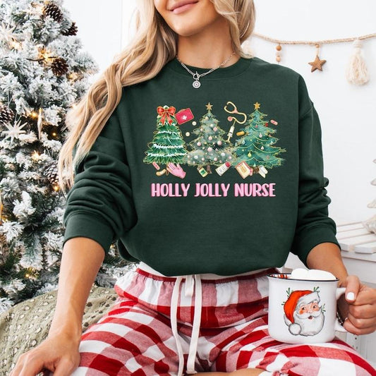 Holly Jolly Nurse Christmas Sweatshirt, Santa's Favorite Nurse T-shirt, ICU ER Rn Nurse Tee, Christmas Nurse Life Hoodie,...