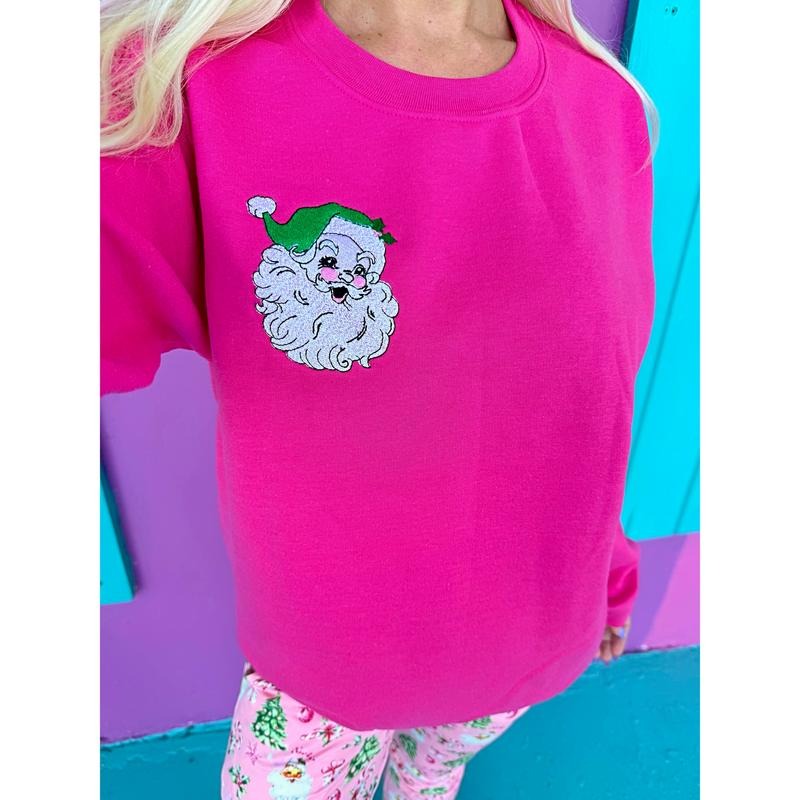 Holly Jolly Santa Embroidered Sweatshirt T-Shirts, Hoodie | WearSparks.com