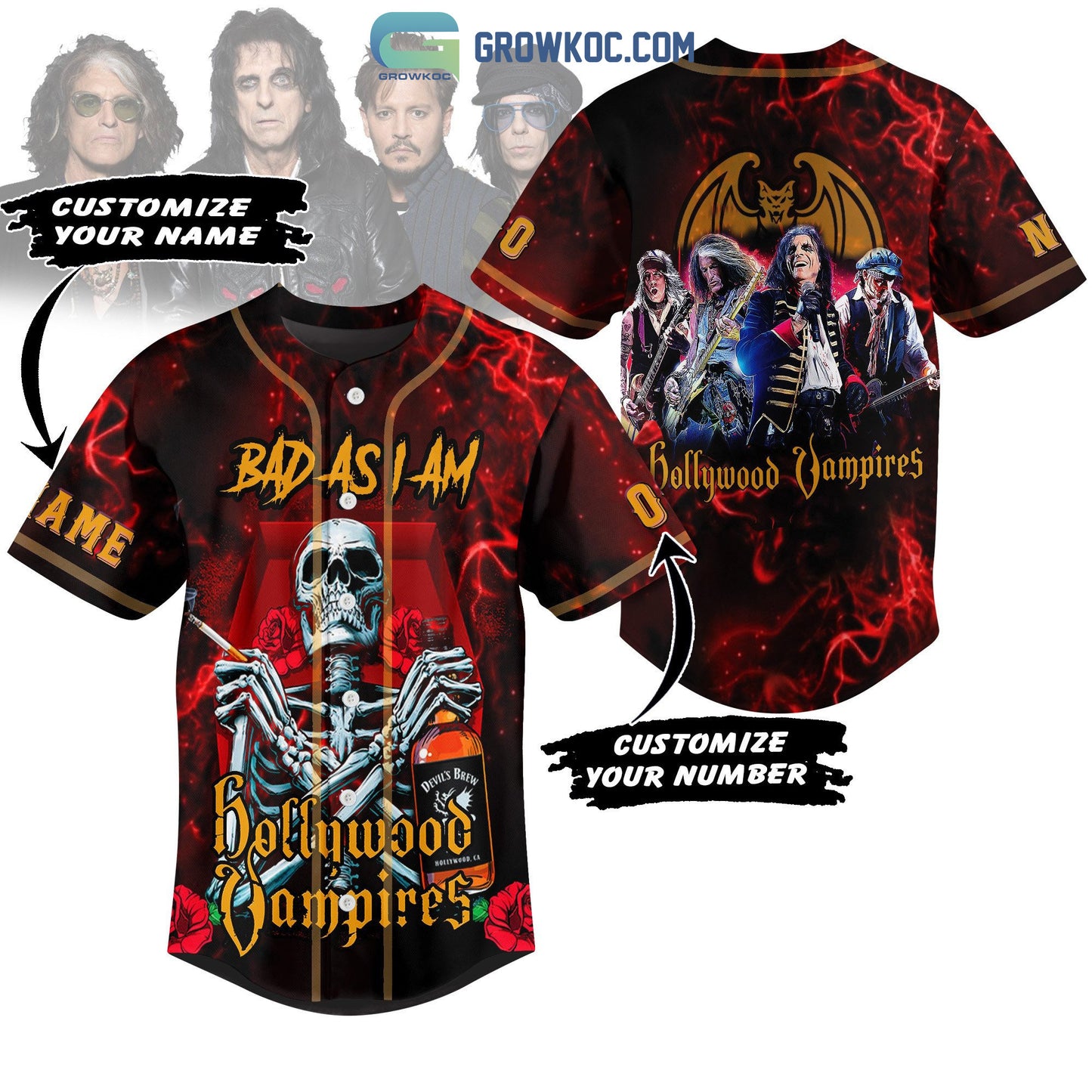 Hollywood Vampires Bad As I Am Personalized Baseball Jersey