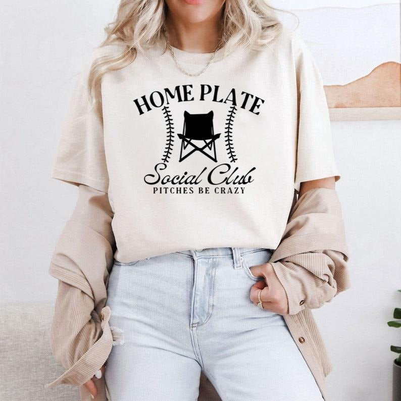 Home Plate Social Club T-Shirt, Pitches be Crazy T-Shirt, Weekends Are For Baseball, Baseball Mom T-Shirt, Baseball Mama,...