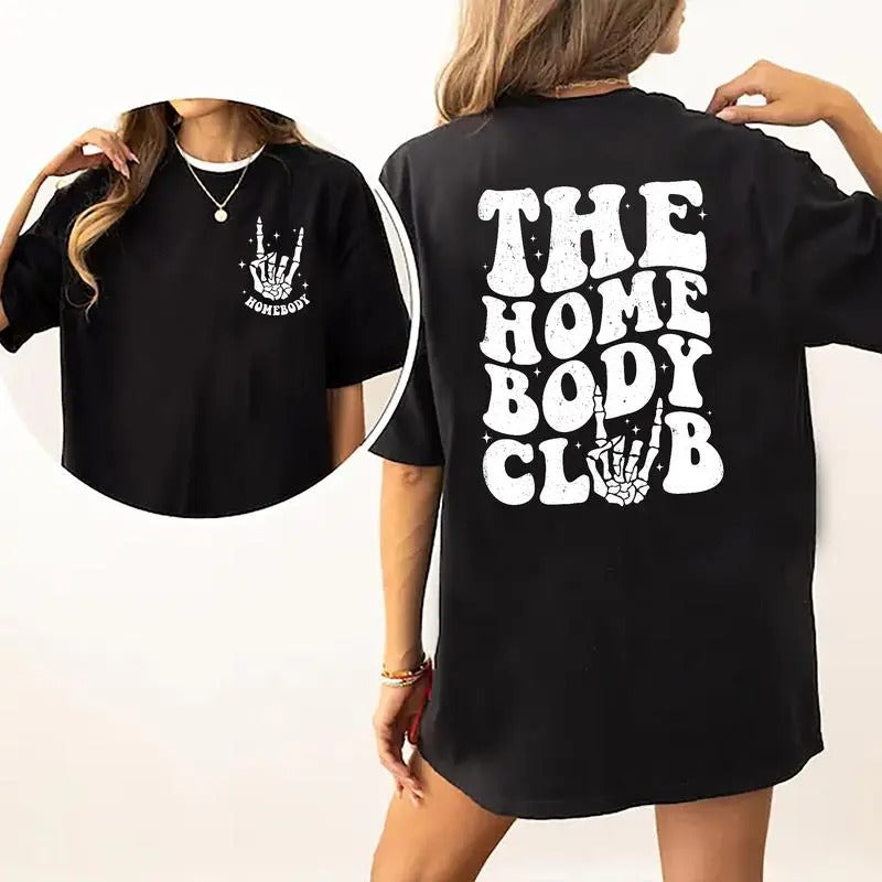 Homebody Club Shirt, Antisocial Introvert T-shirt, Staying Home Retro Funny Women Shirt,  Collar Embroidered Hoodie,...