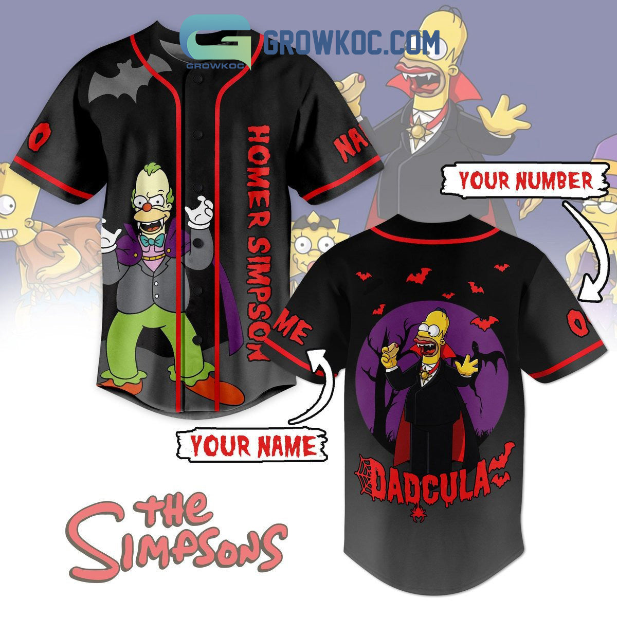 Homer Simpson Dadcula Halloween The Simpsons Personalized Baseball Jersey