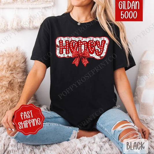 Honey Valentine Shirt Gildan, Valentine's Day Women's Tee, Cute Women's Tshirt Plus Sizes Hoodie, Sweatshirt | WearSparks.com