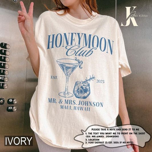 Honeymoon Club Mr & Mrs Shirts Custom Wifey Hubby Couple Shirts Luxury Cocktail Honeymoon Shirts Just Married Couples...
