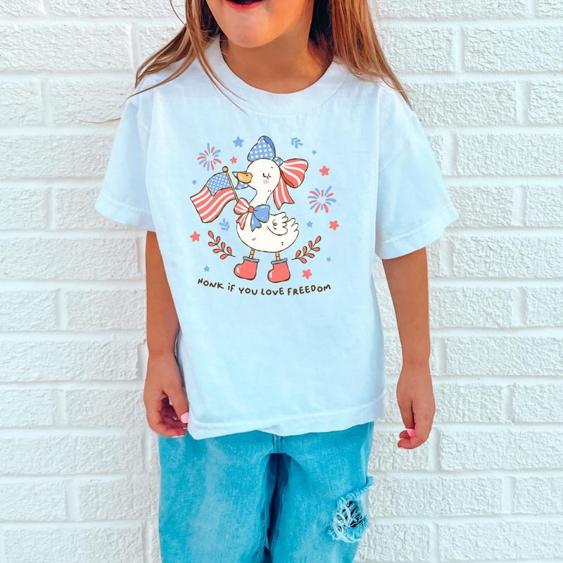 Honk If You Love Freedom, Toddler T-Shirts & Baby Bodysuits, Graphic Infant Clothes, Cute Baby Shower Gift, Trendy Kids...