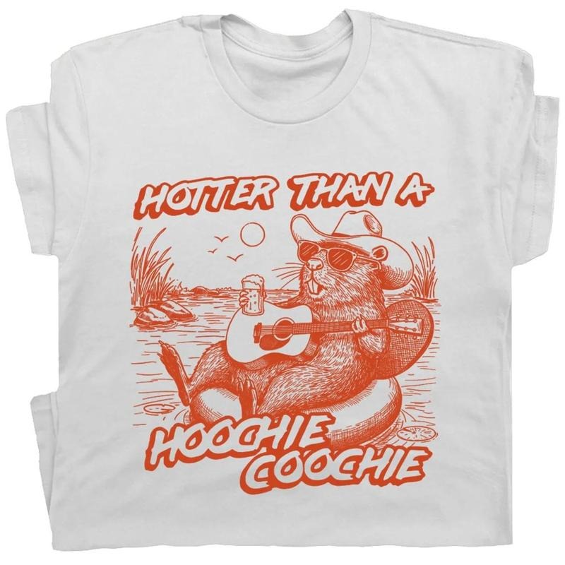 Hoochie Coochie Shirt, Hotter Than A Hoochie Coochie T Shirt, 90s Country Music Shirt for Women Ladies Cute Beaver Shirt...