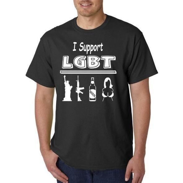 I Support LGBT - Liberty Guns Beer T*ts T-Shirt / Hoodie - Sarcastic Adult Humor made in usa Sweatshirt | WearSparks.com