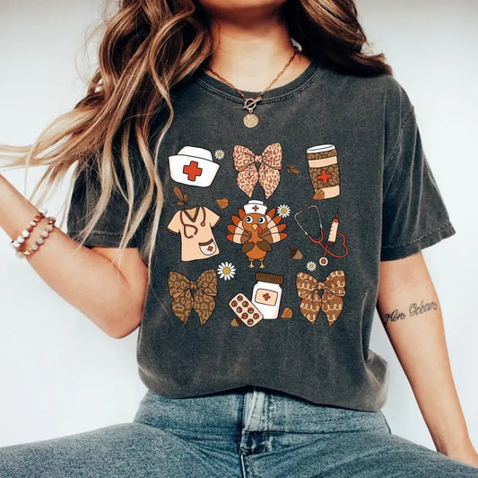 Thanksgiving Nurse Shirt/Sweatshirt/Hoodie, Retro Crewneck, Gift For Thanksgiving, Cotton | WearSparks.com