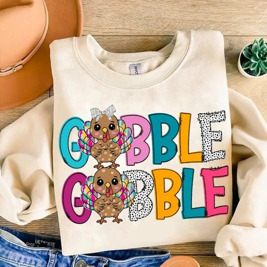 Thanksgiving Gobble Shirt/Sweatshirt/Hoodie, Retro Crewneck, Gift For Thanksgivings, Cotton | WearSparks.com