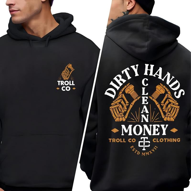 Fastened Hoodie/T-Shirt Dirty Hands Clean Vintage T-Shirt/Hoodie, Unisex for Man and Women, 100% Cotton Sweatshirt