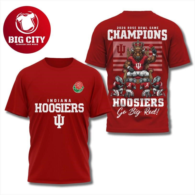 Hoosiers 2025 Rose Bowl Champions Go Big Red Two Sided Shirt