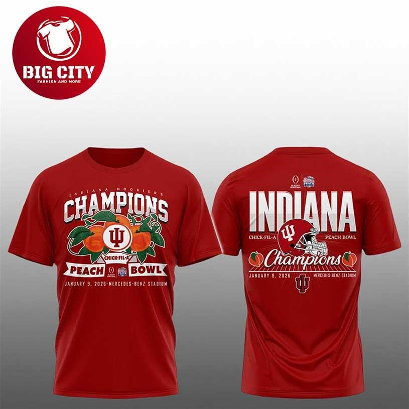 Hoosiers Chick fil A Peach Bowl 2026 Champions Two Sided Shirt