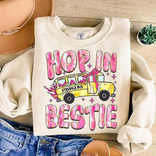 Hop in Bestie , Struggle Bus , Retro Mental Health , Pink Coquette , Trendy Sarcastic , Funny Anxiety , Girly Sweatshirt...