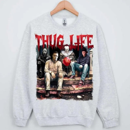 Horror Vibes Sweatshirt, Thug Life Horror Shirt, Ghost Face Michael Myers Menswear Hoodie | WearSparks.com