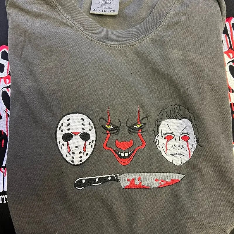 Horror guys embroidered tshirt for men and women . Hoodie, Sweatshirt | WearSparks.com
