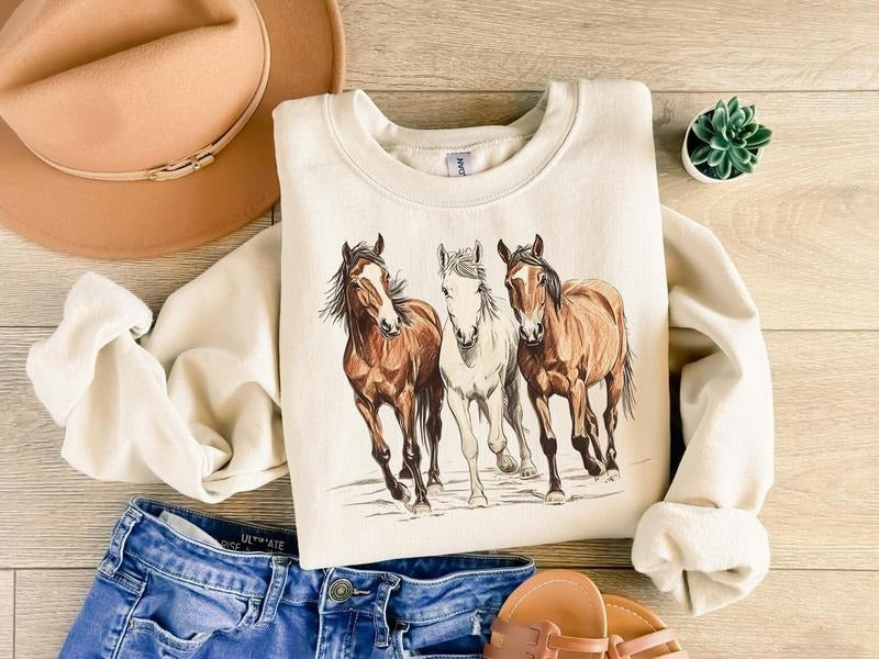 Horse Western Desert Sweatshirt Cowgirl Shirt Horse Rider Shirt Horse Lover Shirt Western Graphic Shirt Country Shirt...