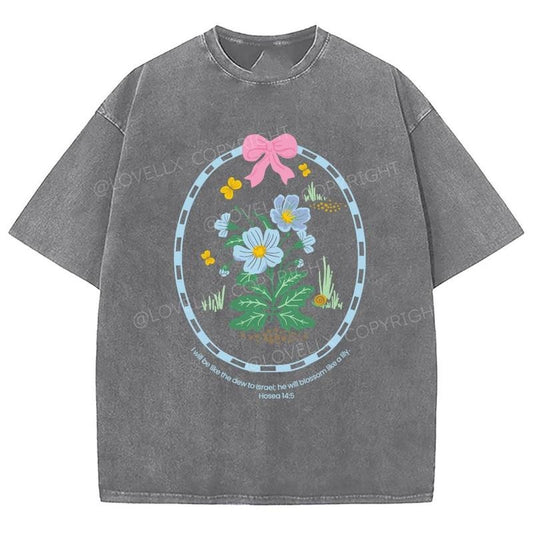 Hosea 14_5 Unixes Washed T-Shirt, Christian Jesus  t shirts, Vintage 90s Graphic Tee Gift Cotton Top, Mineral color...
