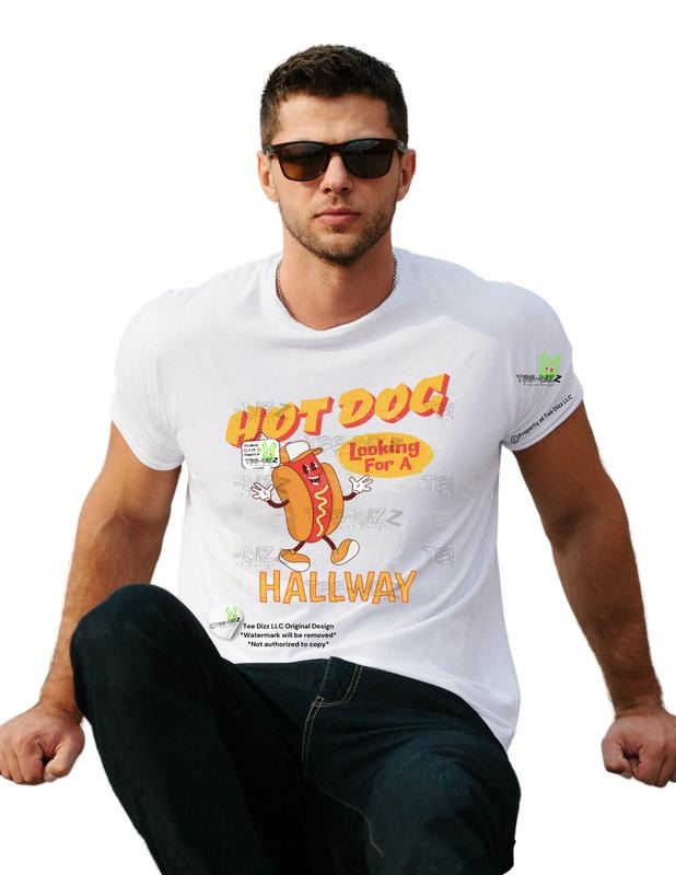 Hot Dog Looking for a Hallway - Men's Funny Graphic T-shirt Hoodie, Sweatshirt | WearSparks.com