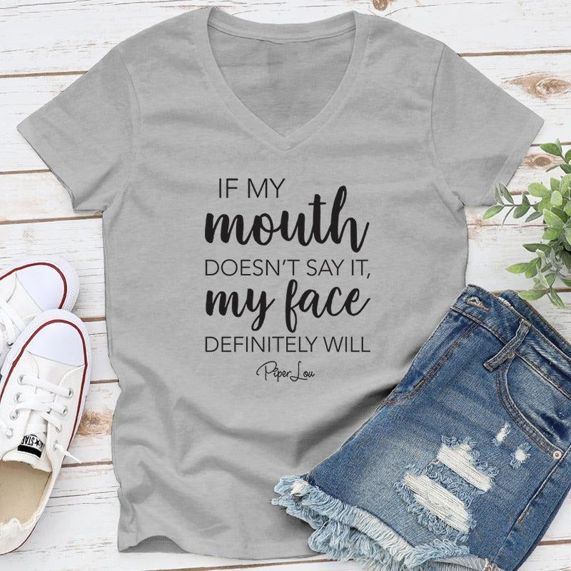 If My Mouth Doesn't Say It Apparel, Proudly Printed In The USA, Tee / Tank / V Neck Gray / White / Blue / Hot Pink,...