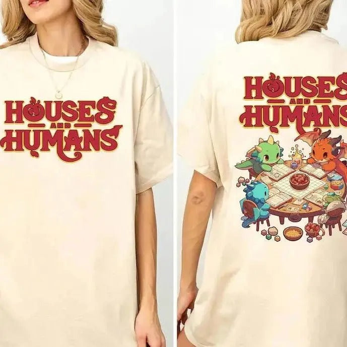 Houses And Humans Dungeons and Dragons T-Shirt Sweatshirt Hoodie, DND Houses And Humans Parody Funny Dungeons Roleplay...