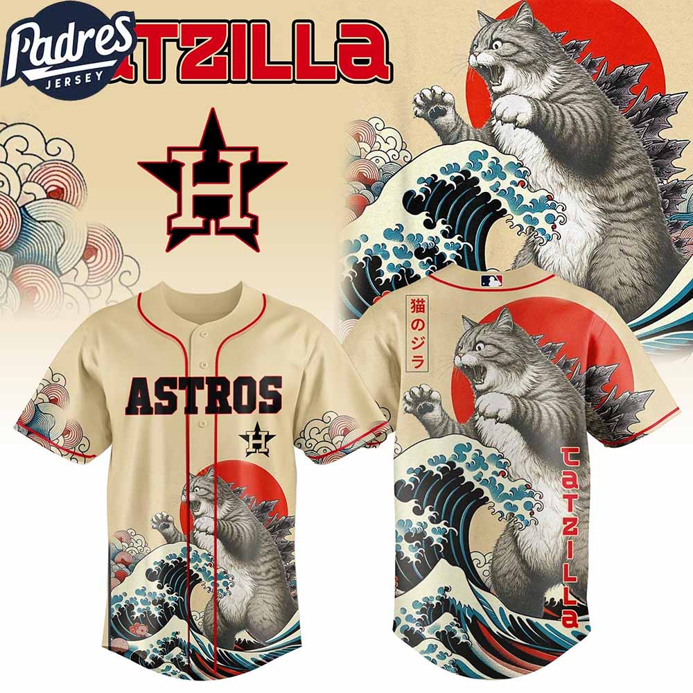 Houston Astros MLB X Catzilla Personalized Baseball Jersey - Padres Jersey Oasis: Elevate Your Baseball Style Game...
