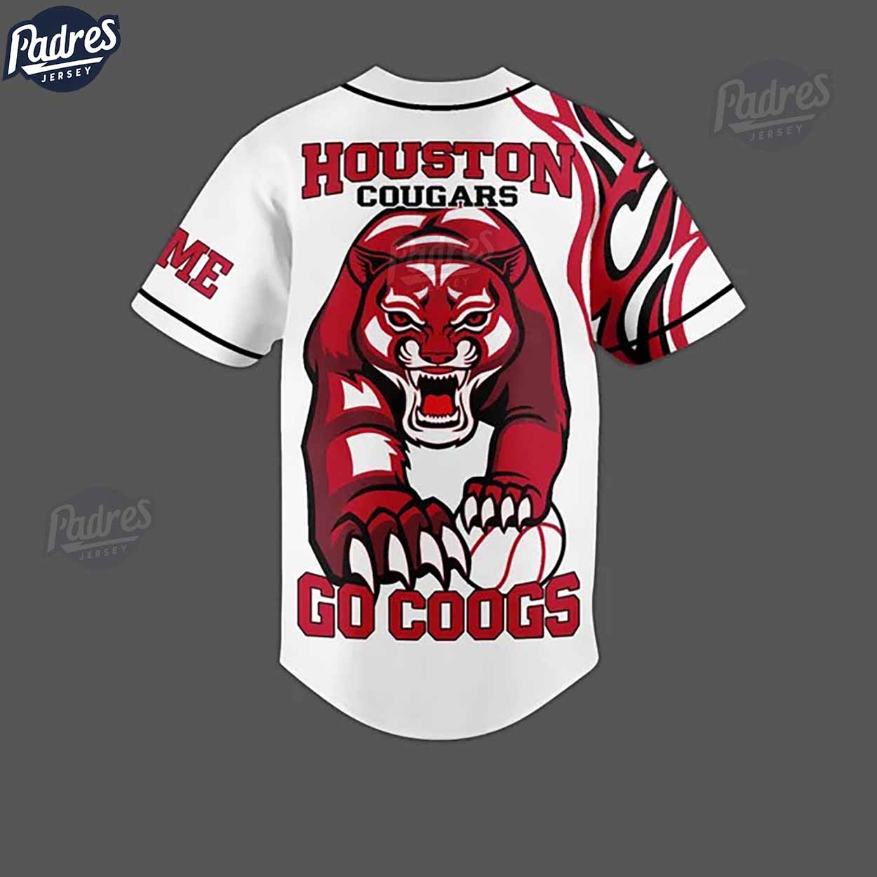 Houston Cougars Basketball Go Coogs Custom Baseball Jersey - Padres Jersey Oasis: Elevate Your Baseball Style... (Image 2)