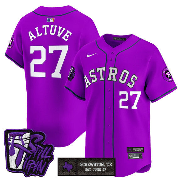 Houston Astros #27 Jose Altuve DJ Screw Still Tippin Purple Patch Vapor Limited