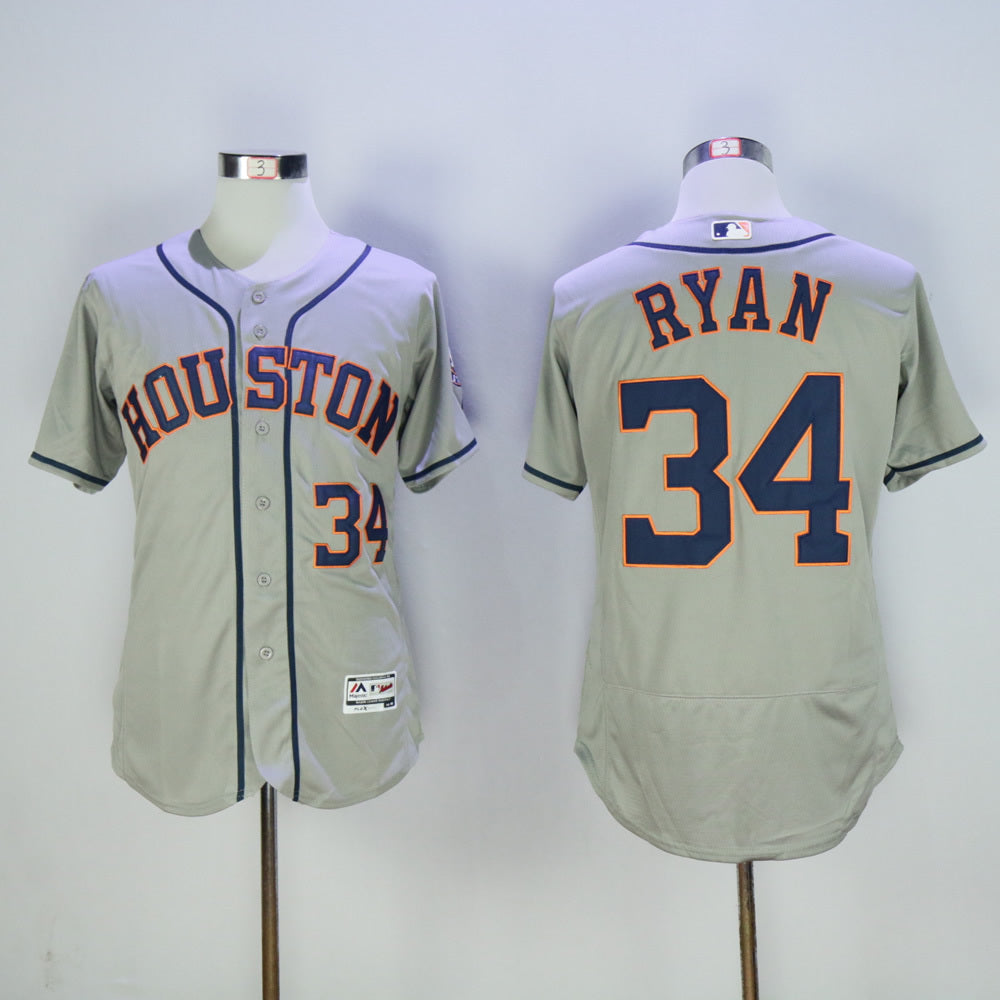 Houston Astros #34 Nolan Ryan Astros 34 Gray Elite Retro Player