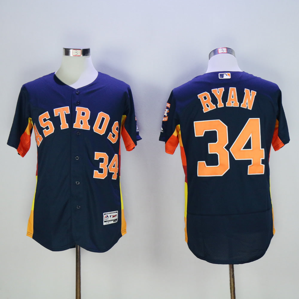 Houston Astros #34 Nolan Ryan Astros 34 Navy Elite Retro Player