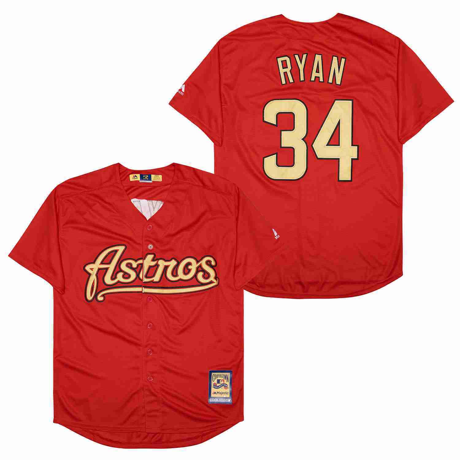 Houston Astros #34 Nolan Ryan Astros 34 Red Fan Retro