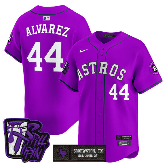 Houston Astros #44 Yordan Alvarez DJ Screw Still Tippin Purple Patch Vapor