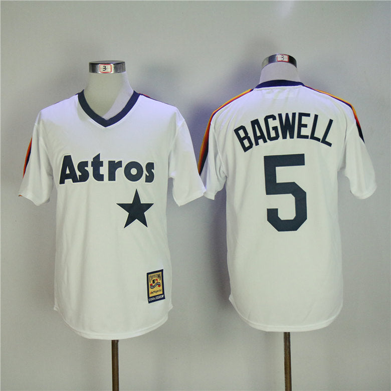 Houston Astros #5 Jeff Bagwell Astros 5 White Fan Retro Pullover Style 1