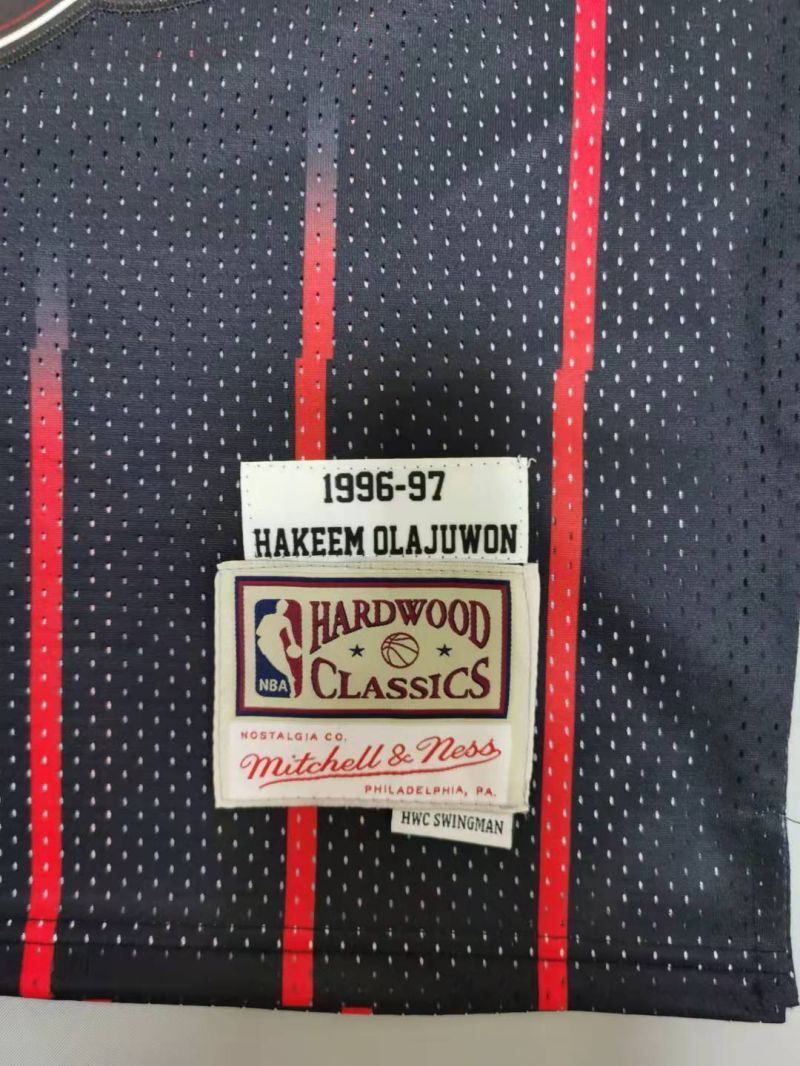 Houston Rockets #34 Hakeem Olajuwon 1996-97 throwback jersey black Style 2