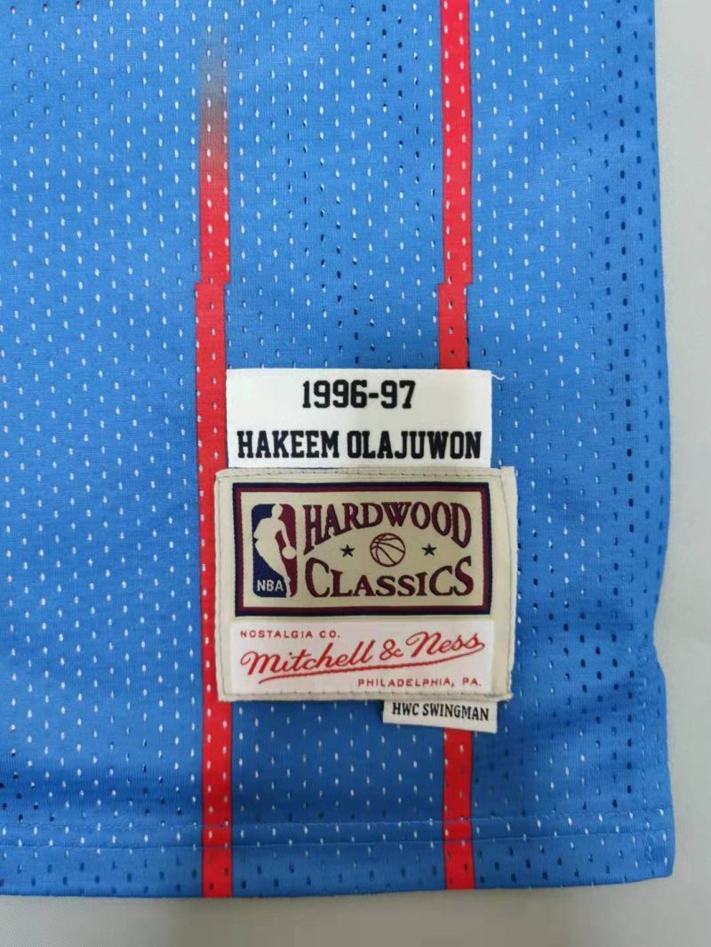 Houston Rockets #34 Hakeem Olajuwon 1996-97 throwback jersey blue Style 2