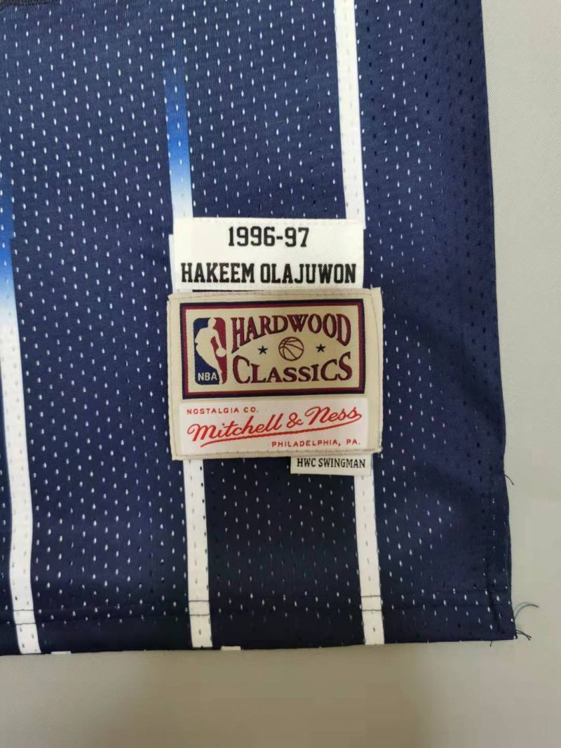 Houston Rockets #34 Hakeem Olajuwon 1996-97 throwback jersey navy Style 2