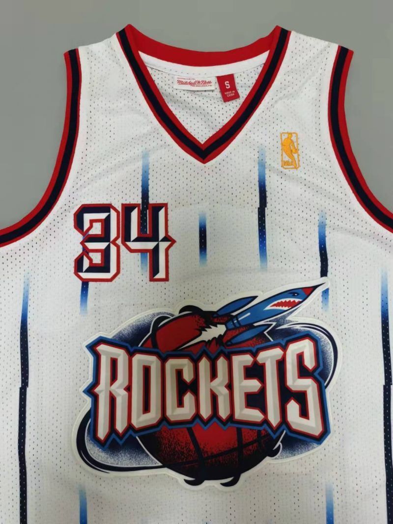 Houston Rockets #34 Hakeem Olajuwon 1996-97 throwback jersey white Style 3