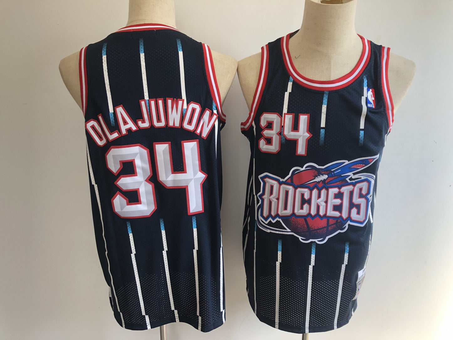 Houston Rockets #34 Hakeem Olajuwon Rockets 34 Blue Retro